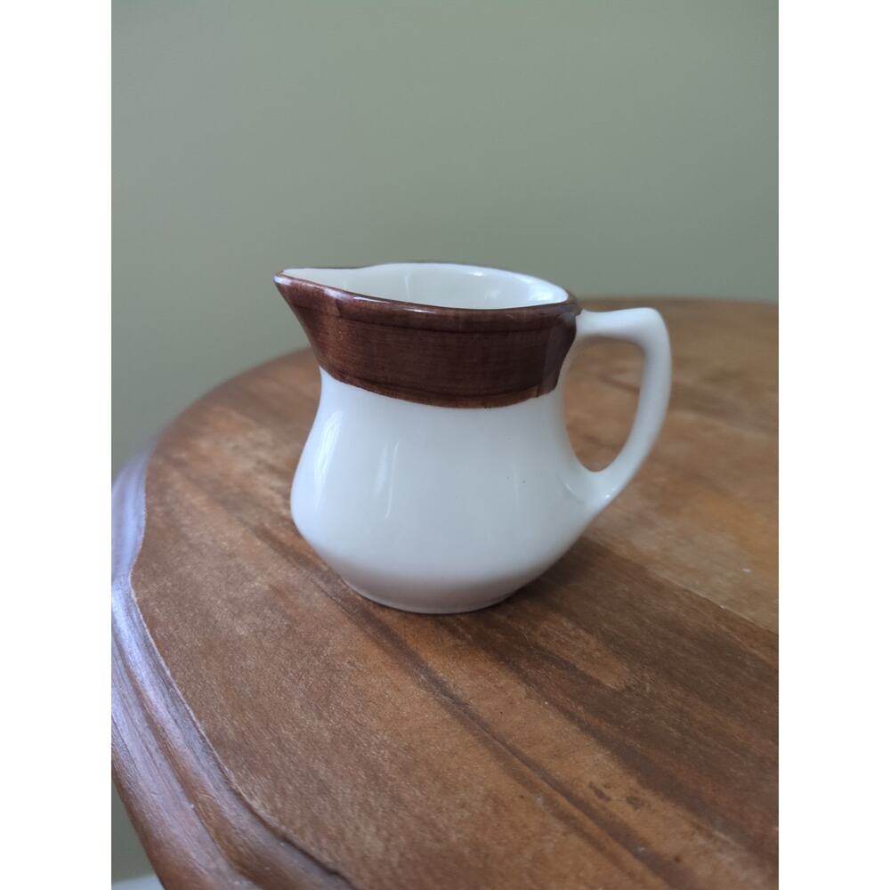 Vintage Mini Shenango China Cream And Brown Pitcher